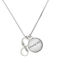 【中古】【未使用・未開封品】Silvertone TE AMOインフィニティサイン???Bible verse Jeremiah 29?: 11ガラスドームNecklace , 18?" + 2?"