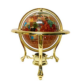 【中古】【未使用・未開封品】Unique Art 10-inch TallテーブルトップPearl Swirl Ocean Gemstone World Globe withゴールド三脚スタンド ブラウン 150 GT AMBER GOLD