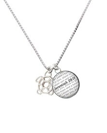 【中古】【未使用・未開封品】カットアウトSea Turtle???Bible verse Jeremiah 29?: 11ガラスドームNecklace , 18?" + 2?"