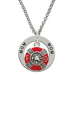 【中古】【未使用・未開封品】レッドエナメルFire Department Medallion???Mom Affirmationリングネックレス