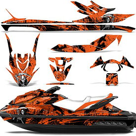【中古】【未使用・未開封品】卸売デカール ジェットスキー グラフィックキット ステッカー デカール Sea-Doo GTI SE130 2011-2019対応 - Reaper V2オレンジ
