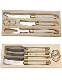 【中古】【未使用・未開封品】Laguiole 4pc Spreadersと3個入りチーズセットアイボリーハンドル付きin木製ボックスPlus Bonusキッチンタオル