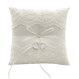 【中古】【未使用・未開封品】Awtlife Lace Wedding Ring Pillow Ivory Pearl Cushion Bearer 21cm