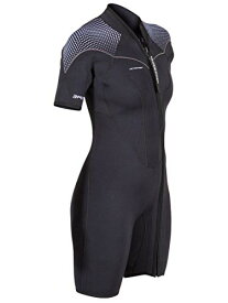 【中古】【未使用・未開封品】(8) - Women's Thermoprene Pro Wetsuit 3mm Front Zip Shorty Black/Lavender