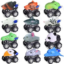 【中古】【未使用・未開封品】12 Pack Large Monster Pull Back Cars, Animal Pull Back And Go Vehicles Toy Playset For Kids & Toddlers