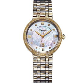 【中古】【未使用・未開封品】CALUOLA Quartz Watches for Womenダイヤモンド日付光ファッションゴールド腕時計ca1172l CA1172-YG-white