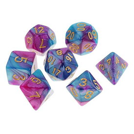 【中古】【未使用・未開封品】7PCS Polyhedral Dice Two Colours 16mm D20 D12 D10 D8 D6 D4 for Dungeons and Dragons DND RPG MTG Table Games Purple Blue
