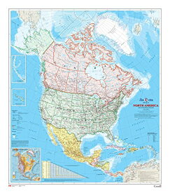 【中古】【未使用・未開封品】北米壁地図 - カナダのアトラス - 34インチ x 39インチ ラミネート加工