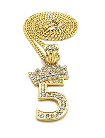 【中古】【未使用・未開封品】Shiny Jewelers USA メンズ アイスアウト ナンバー1~9 ペンダント 3mm/24インチ キューバチェーンネックレス