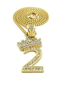 【中古】【未使用・未開封品】Shiny Jewelers USA メンズ アイスアウト ナンバー1~9 ペンダント 3mm/24インチ キューバチェーンネックレス