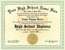 【中古】【未使用・未開封品】High School Diploma Custom printed with your Info - Premium Qaulity