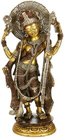 【中古】【未使用・未開封品】エキゾチックインディアStanding女神Saraswati???真鍮Statue ZDP45-brown-silver-gold