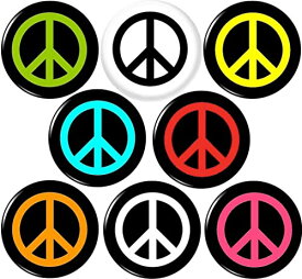 【中古】【未使用・未開封品】Peace Signs 8 1インチ (25mm) ボタン ピン バッジ World Love 反戦 ヒッピー ウッドストック
