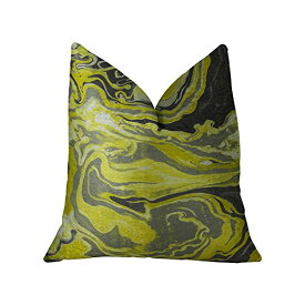 【中古】【未使用・未開封品】Plutus Marble Onyx Yellow Gray and Black Handmade Luxury Pillow - Double sided 20" x 26" Standard