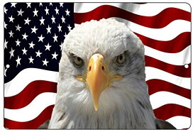 【中古】【未使用・未開封品】Rogue River Tactical USA American Mad Eagle Flag Metal Tin Sign壁装飾Man CaveバーUS United States