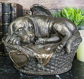 【中古】【未使用・未開封品】Ebros Heavenly Angel Labrador Dog Sleeping InウィッカーベッドバスケットCremation UrnペットMemorial Statueすべて犬Got to Heaven Inspirat