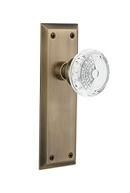 【中古】【未使用・未開封品】Nostalgic Warehouse 752945 ニューヨークプレート クリスタルメドウノブプライバシー付き、バックセットサイズ:2.36インチ、アンティーク真鍮