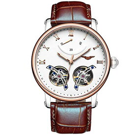 【中古】【未使用・未開封品】クラシック トゥールビヨン 自動機械式腕時計 メンズ ローマ数字 発光 腕時計 エネルギー表示