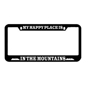 【中古】【未使用・未開封品】Speedy Pros My Happy Place is in The Mountains 亜鉛メタルナンバープレートフレーム 自動車用タグホルダー - ブラック 2穴