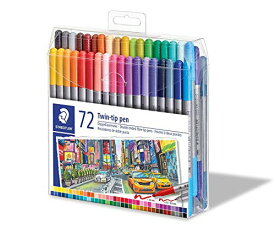 【中古】【未使用・未開封品】Staedtler ファイバーチップ カラーリング ペン 両端のツインチップ - 72本パック