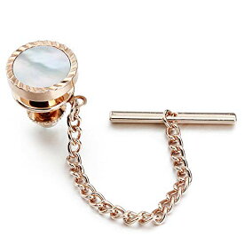 【中古】【未使用・未開封品】(Rose Gold) - HAWSON Mens Black Tie Tack with Chain - Silver and Gold Optins