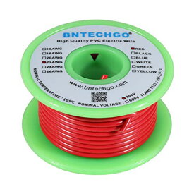 【中古】【未使用・未開封品】BNTECHGO 22 ゲージ PVC ポリ塩化ビニル 1007 ソリッド 赤色 50ft 電気 電線 配線 回路 ワイヤー 300V 錫メッキ 銅線