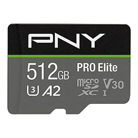 【中古】【未使用・未開封品】PNY 512GB PRO Elite Class 10 U3 microSDXC Flash Memory Card 無期限保証 国内正規品 P-SDUX512U3100PRO-GE グレー