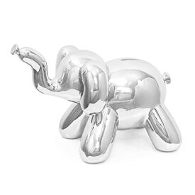 【中古】【未使用・未開封品】Humans Balloon Elephant 貯金箱 クールでユニークなセラミック製貯金箱 高光沢仕上げ シルバー シルバー