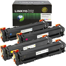 【中古】【未使用・未開封品】LINKYO 互換トナーカートリッジ HP 202X CF500X CF501X CF502X CF503X 高収率202A (ブラック、シアン、マゼンタ、イエロー、4個パック)