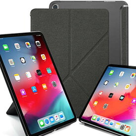 【中古】【未使用・未開封品】KHOMO iPad Pro 11インチケース (2018年発売) - デュアル折り紙シリーズ - シースルーバックと水平および垂直ディスプレイ - ツイルグレー