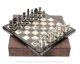 【中古】【未使用・未開封品】Blessings Decor コレクション用プレミアムメタル真鍮チェスボードゲームセット 真鍮チェスピース メンズ ベルベットストレージボックスに収納(1