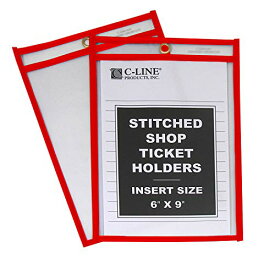 【中古】【未使用・未開封品】Shop Ticket Holders, Red, Stitched, both sides clear, 6 X 9, 25/BX, 43969
