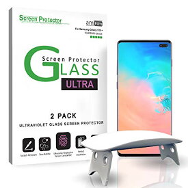 【中古】【未使用・未開封品】amFilm ウルトラガラススクリーンプロテクター Galaxy S10 Plus用 UVジェルアプリケーション UltraSonic 指紋スキャナー対応 Galaxy S10 Plus (2