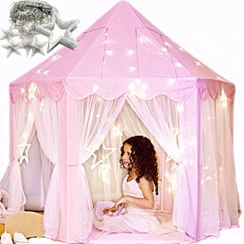【中古】【未使用・未開封品】Princess Castle Play Tent with Large Star Lights. Little Girls Princess Tent Toy for Indoor. Pretend and Imaginative Play house. Have F