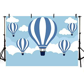 【中古】【未使用・未開封品】MEHOFOTO 熱気球 誕生日 写真 スタジオ 背景 小道具 青空 白雲 ベビーシャワーパーティー デコレーション 写真背景 バナー ケーキテーブル用品 7