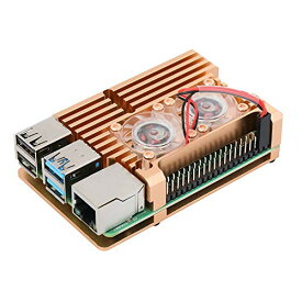 【中古】【未使用・未開封品】Raspberry Pi 4 Model B アルミニウムケース デュアル冷却ファン付き メタルボックス ゴールドシェル RPI 4B用 (デュアルファン付き)
