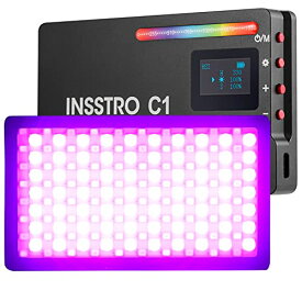 【中古】【未使用・未開封品】INSSTRO C1 RGB LEDビデオライト フルカラーRGBライト カメラカムコーダー用 充電式ポケットサイズビデオライト 2500K-8500Kカラーレンジ 10シー