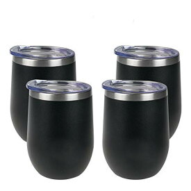【中古】【未使用・未開封品】Jay Style ワインタンブラー 12オンス ステンレススチールタンブラー 蓋付き ステムレス 二重壁真空断熱トラベルカップ ワイン/コーヒー/カクテ