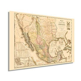 【中古】【未使用・未開封品】HISTORIX ヴィンテージ 1847 メキシコ地図ポスター - 24x36インチ メキシコ州のビンテージ地図 - Mapa de Mexico ウォールアート - Mapa de Los