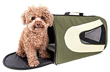 Airline Approved Folding Zippered Sporty Mesh Pet Carrier  Medium Green  Khaki by Pet Life 期間限定