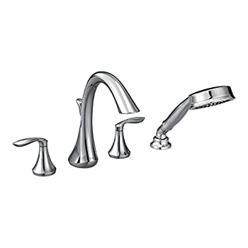 【中古】【輸入品・未使用】Moen T944 Eva Two-Handle High Arc Roman Tub Faucet and Hand Shower without Valve Chrome by Moen その他