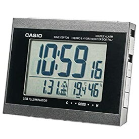 【中古】【未使用未開封】CASIO(カシオ) 目覚まし時計 電波 ブラック デジタル ダブルアラーム 温度 湿度 カレンダー 表示 DQD-710J-1JF