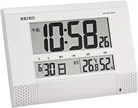 【中古】セイコー クロック 掛け時計 置き時計 兼用 電波 デジタル プログラム機能 カレンダー 六曜 温度 湿度 表示 コンパクト 白 パール SQ435W SEIKO