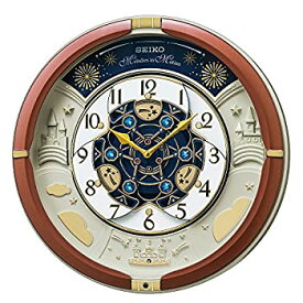 【中古】セイコークロック 置き時計・掛け時計 茶メタリック 39×39×9.6cm アナログ からくり トリプルセレクション メロディ RE601B