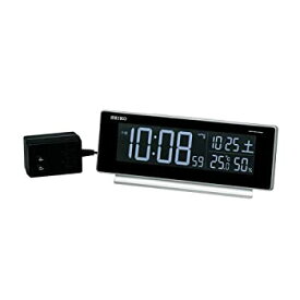 【中古】(セイコークロック) SEIKO CLOCK 電波目覚まし時計 DL207S LED カラフルな文字表示 ACアダプター 銀色メタリック デジタル