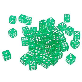 　50個セット　半透明　6面　ダイス　サイコロ　ボードゲーム用 グリーン
