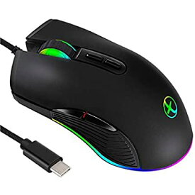 中古 【中古】【輸入品・未使用】IULONEE Type C Mouse Wired USB C Mice Gaming Mouse Ergonomic 4 RGB Backlight 3200 DPI Compatible with M@c Matebook Chromebook HP OMEN W
