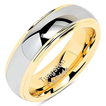 【中古】【輸入品・未使用】100S JEWELRY 6mm タングステンリング メンズ レディース 結婚指輪 ツートーン ゴールド シルバー 婚約 サイズ 5-13 その他