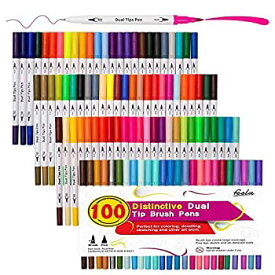 中古 【中古】【輸入品・未使用】100 Colors Dual Tip Brush Pens with Fineliners Art Markers Feela Watercolor Dual Brush Tip and Highlighters for Adult Coloring Books Ar