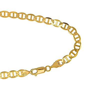 【84%OFF!】 ご注文で当日配送 中古 輸入品 未使用 14k Solid Yellow Gold 3.2 mm Mariner Chain Anklet 10